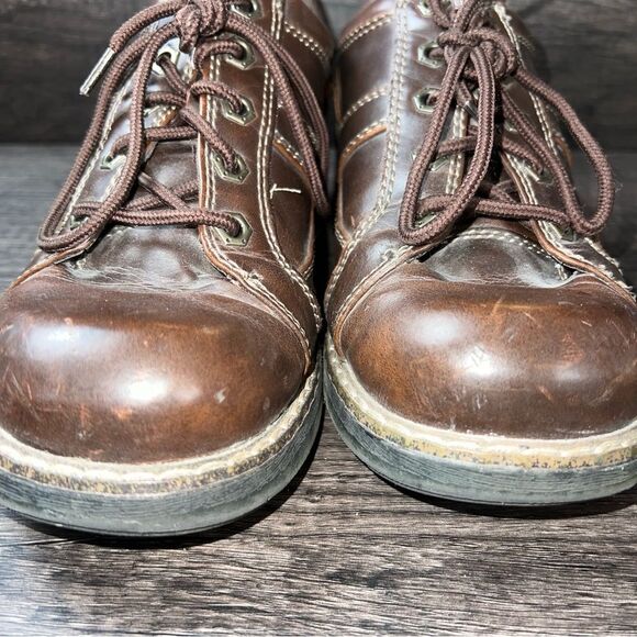 Vintage 90s Lower East Side Brown Leather Lace Up Boots Size 8W - Picture 3 of 9